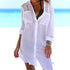 White Crinkle Twill Beach Shirt #Cardigan #Cuffed Sleeve